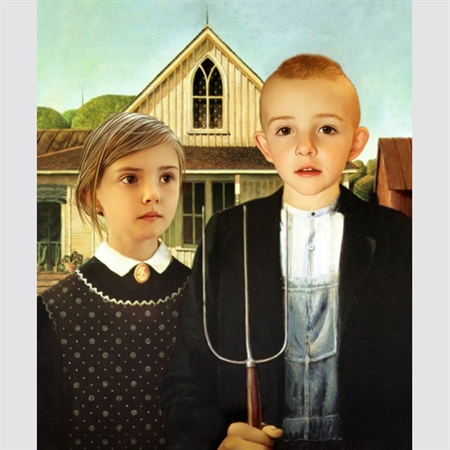 Personalized Masterpiece American Gothic for Two Kids,by myDaVinci - myDaVinci